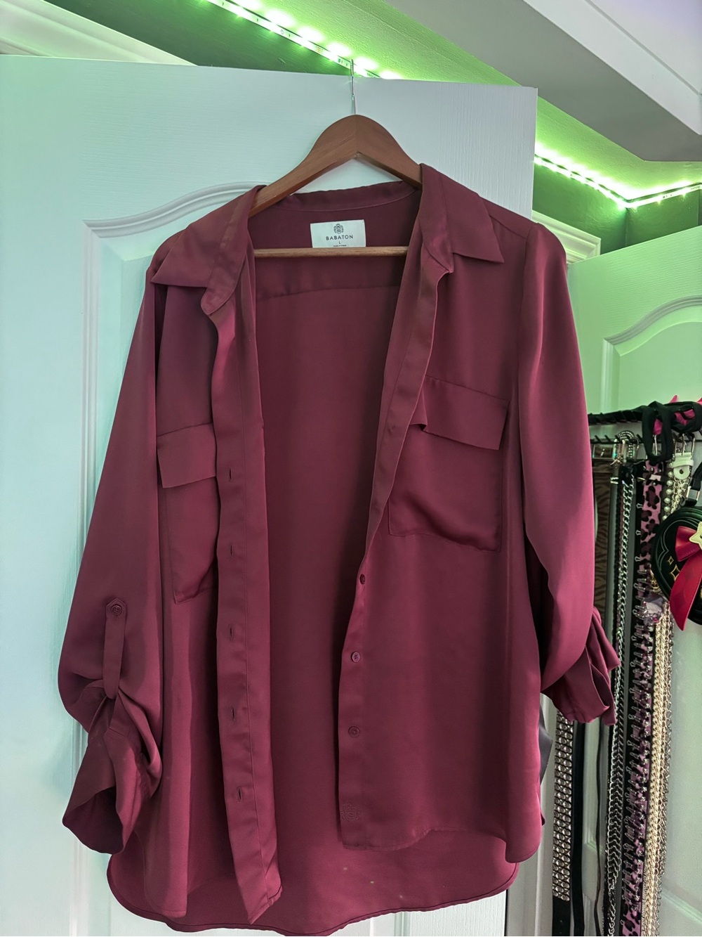 Babaton Button-Front Blouse in Dusty Mauve